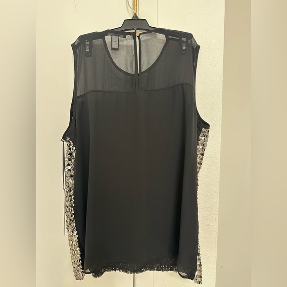 Chico’s Women’s Sheer Sleeveless Party Holiday Gold Sequin Tank top Sz 1 Med - Picture 3 of 8